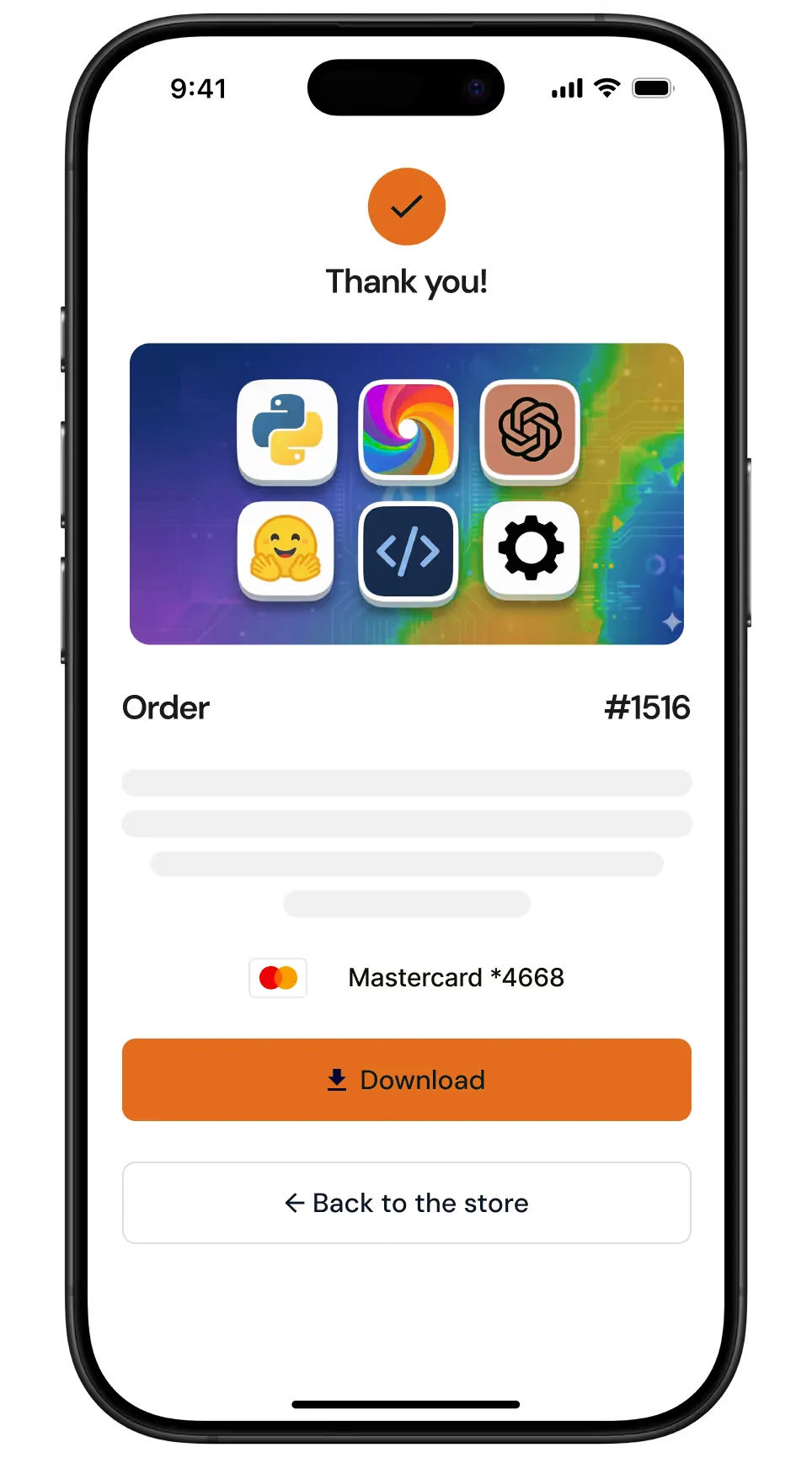 Payment successful interface.